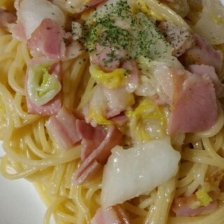 ベーコンと白菜のコンソメクリームパスタ